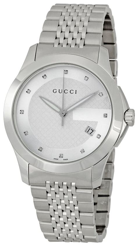 silver gucci watch mens|gucci silver bracelet watch.